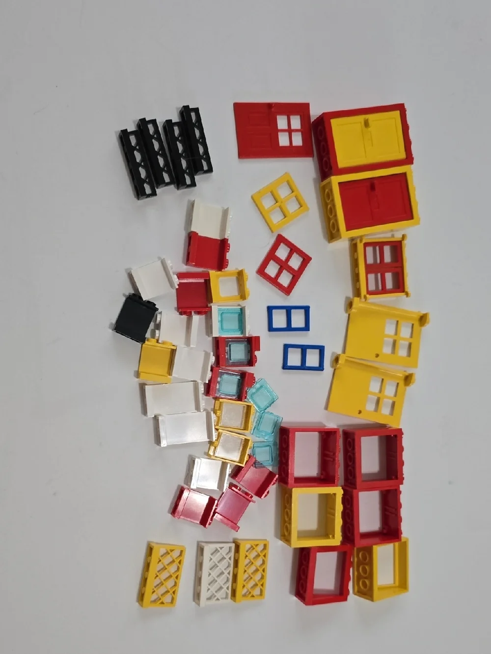 Lego Building Window, Door and Frame Set - Red, Yellow, Blue, White, Black